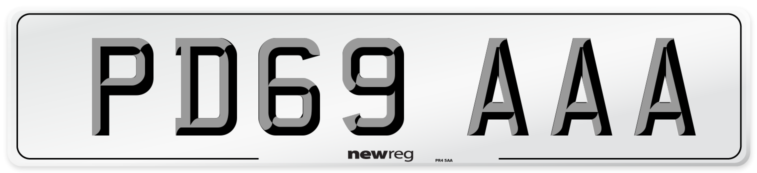 PD69 AAA Number Plate from New Reg